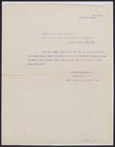 Schreiben An Franz Jung Firma August Scherl Berlin Brief